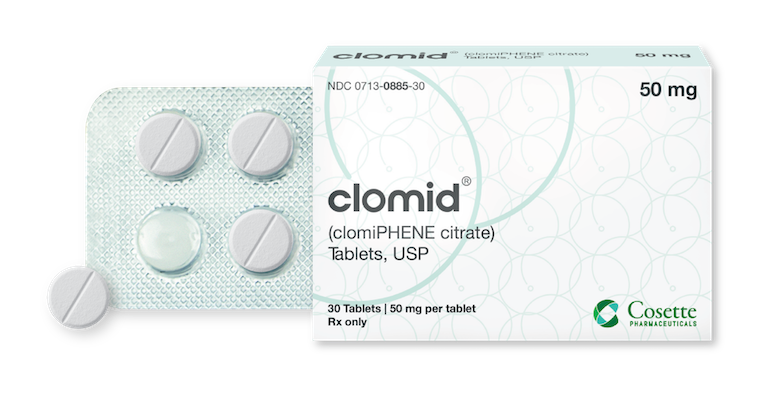 Clomid medication packaging.